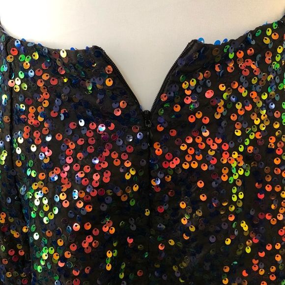 LUCY IN THE SKY Los Angeles Rainbow Black Sequin Mini Dress Sz Small - Picture 4 of 16